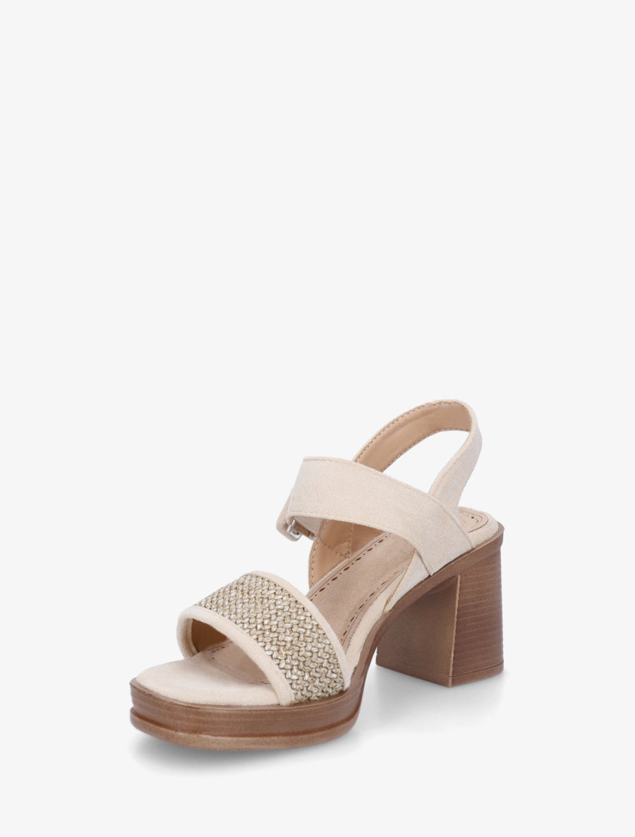 Sandales en suédine à bride texturé - Beige - 3