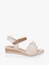 Sandales à noeud et talon compensé tressé - Beige - 1
