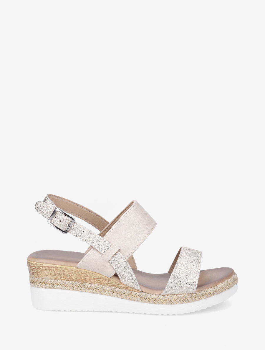 Sandales compensées irisées - Beige - 1