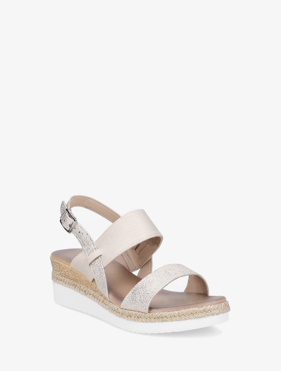 Sandales compensées irisées - Beige - 2