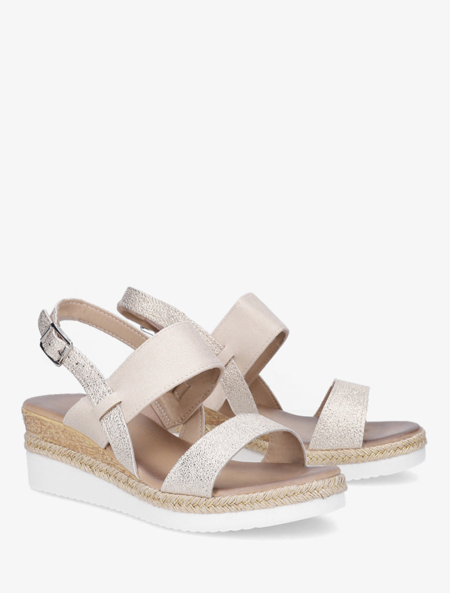 Sandales compensées irisées - Beige - 4