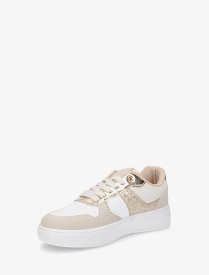 Sneakers à empiècement effet nubuck et détail irisé - Beige - 3