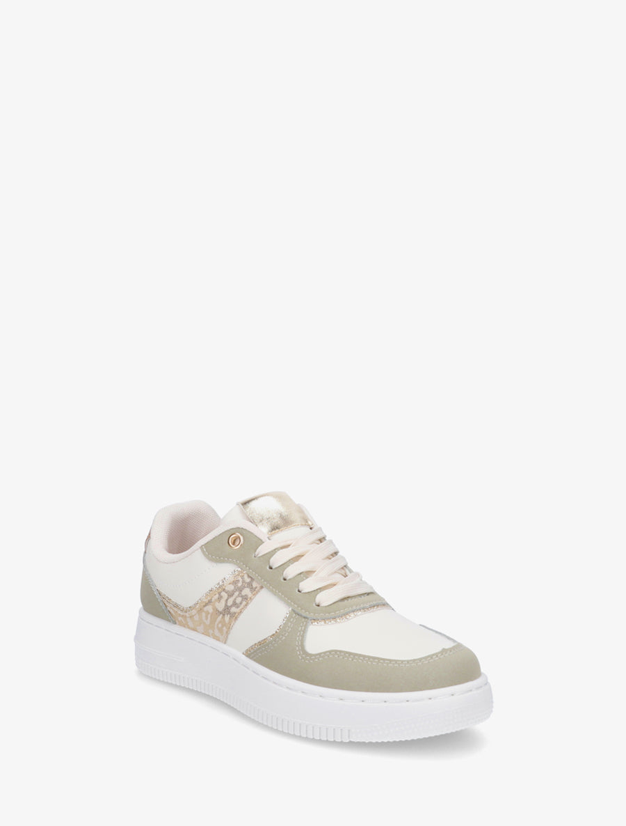 Sneakers à empiècement effet nubuck et détail irisé - Kaki - 2