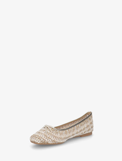 Ballerines plates tissées à détail irisé - Or - 3