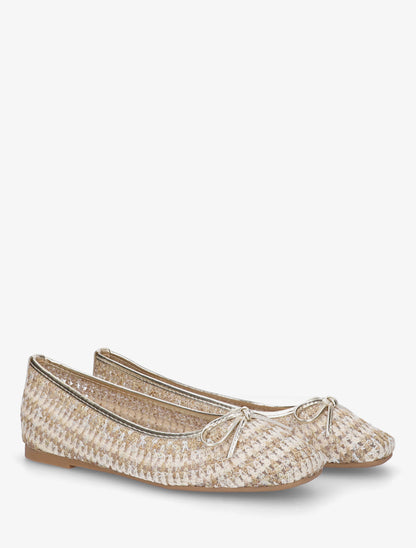 Ballerines plates tissées à détail irisé - Or - 4