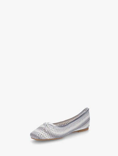 Ballerines plates tissées à détail irisé - Argent - 3