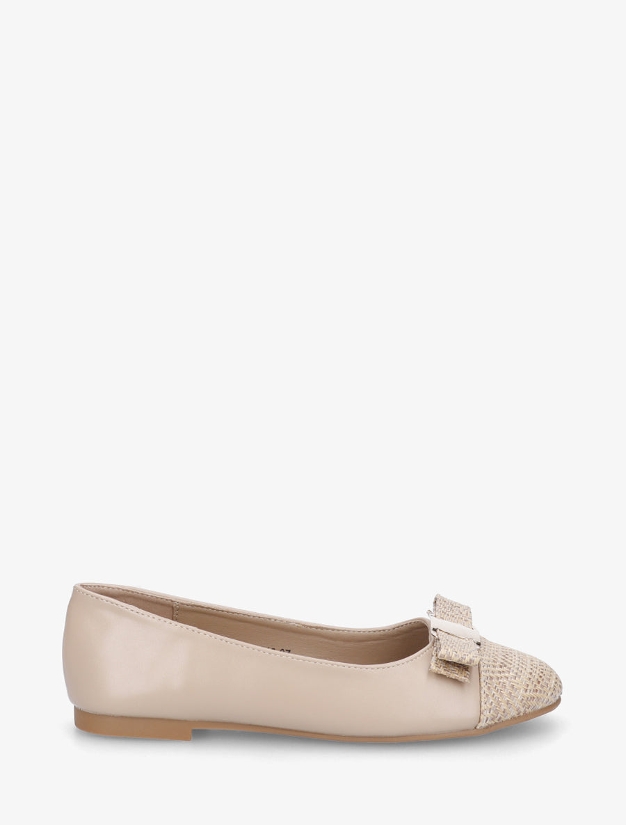 Ballerines plates à bout rond effet osier - Beige - 1
