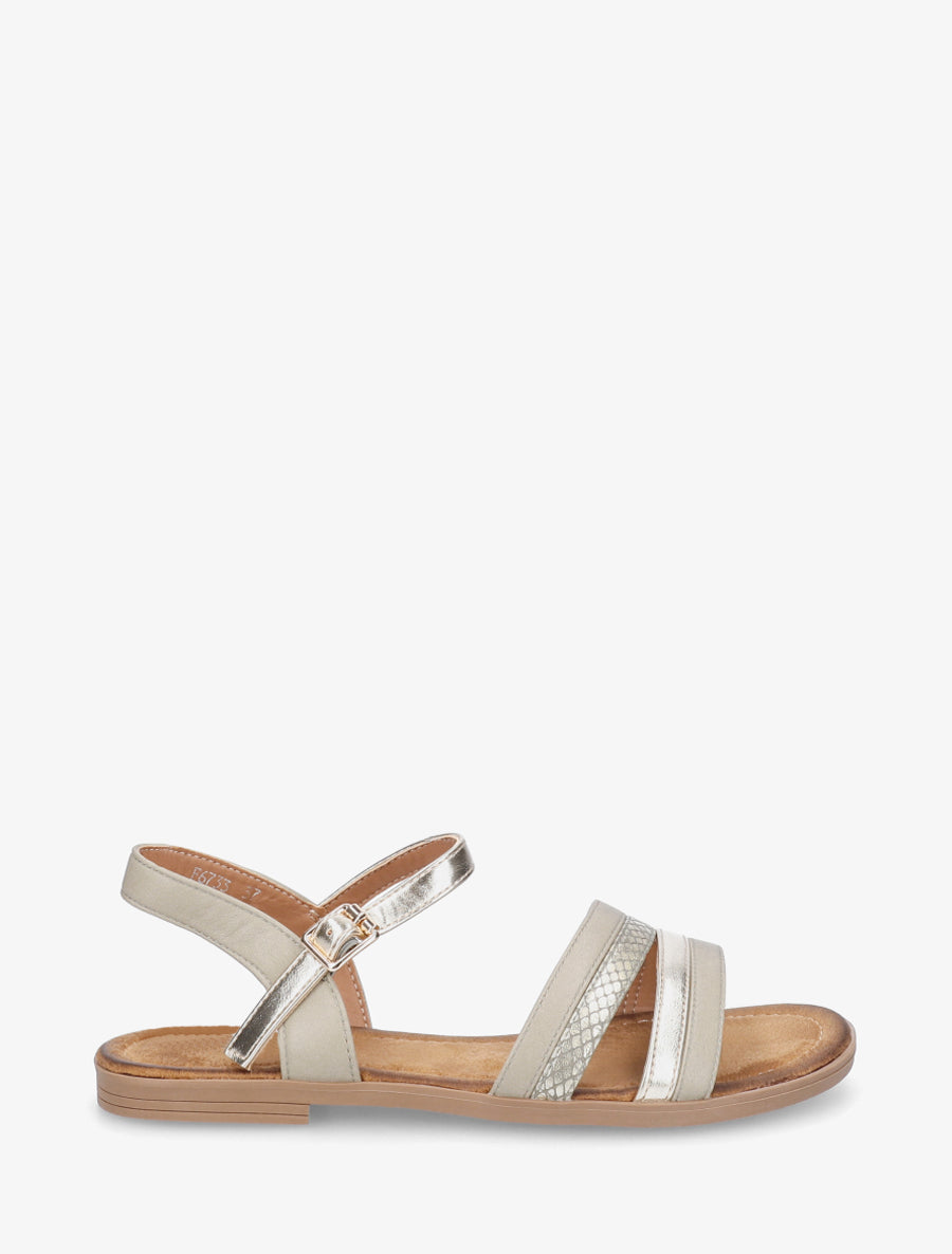 Nu-pieds à brides irisées et tweed - Vert pâle - 1