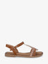 Nu-pieds en simili à brides effet python et pailleté - Camel - 1