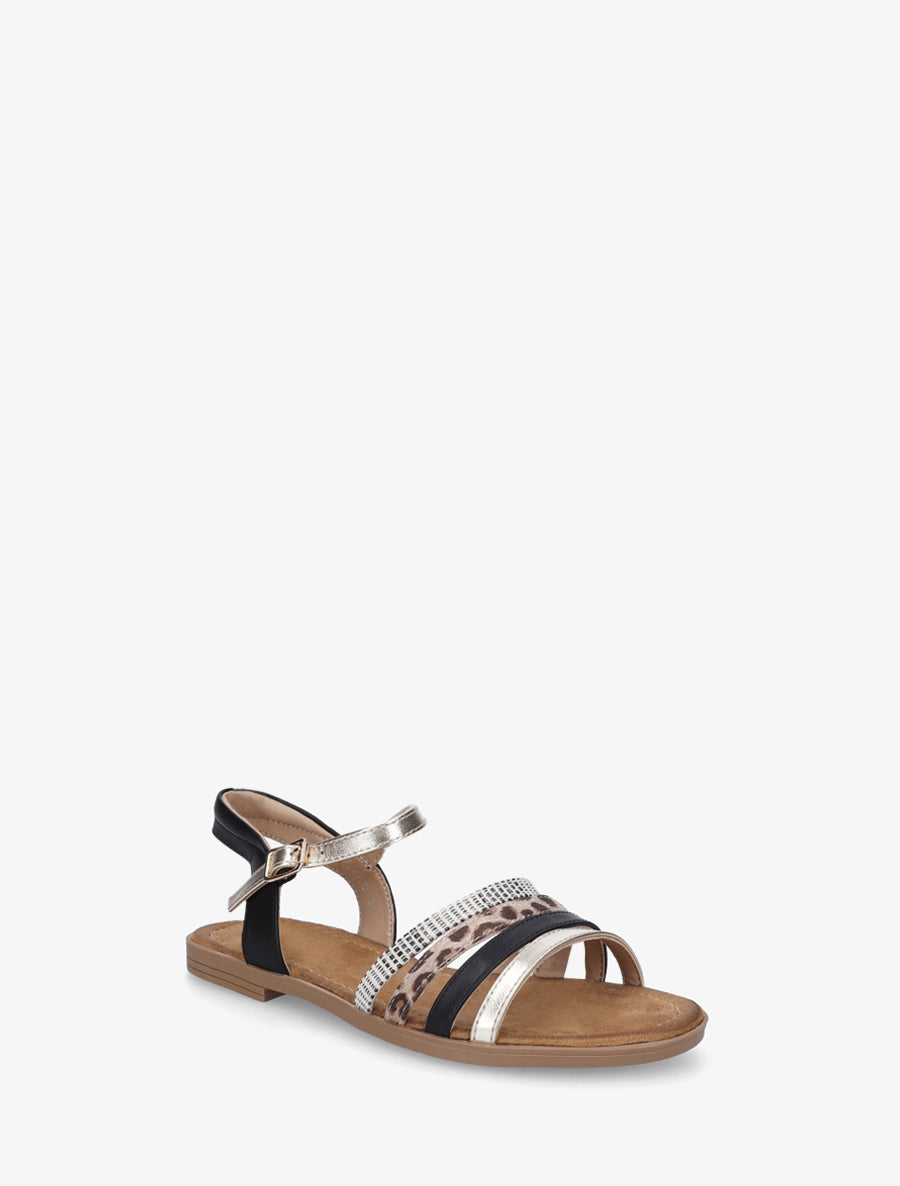 Nu-pieds en simili à brides dépareillés - Noir - 2