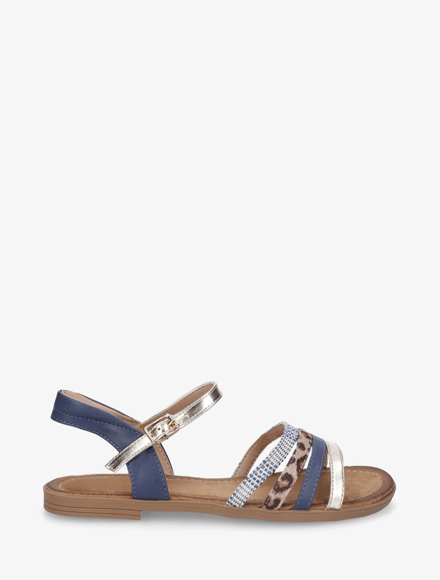 Nu-pieds en simili à brides dépareillés - Bleu - 1