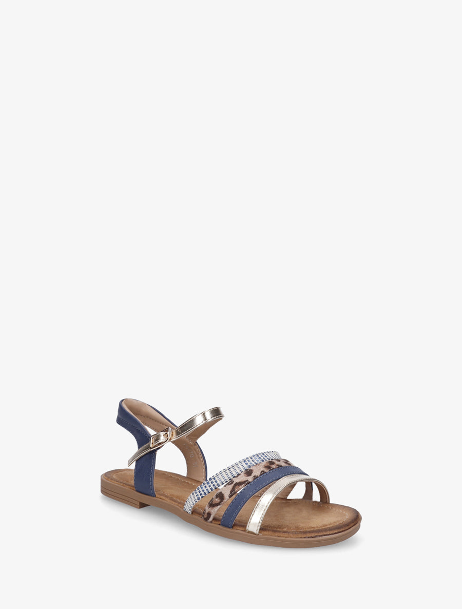 Nu-pieds en simili à brides dépareillés - Bleu - 2