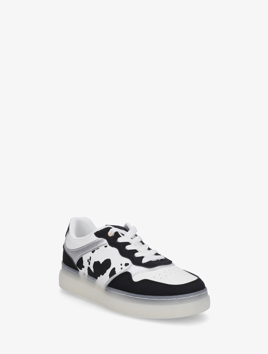 Baskets à empiècement motif vache - Noir - 2