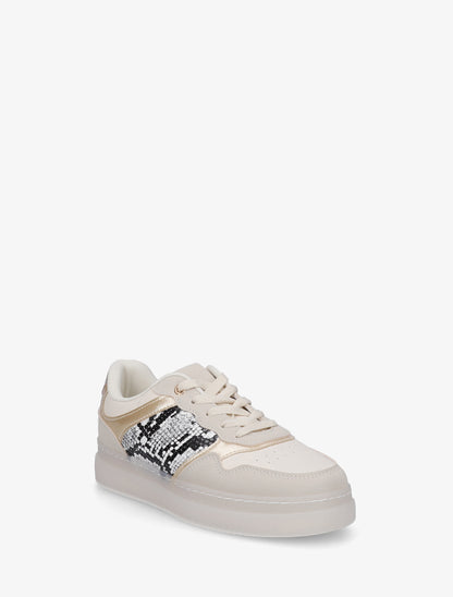 Baskets à empiècement python - Beige - 2