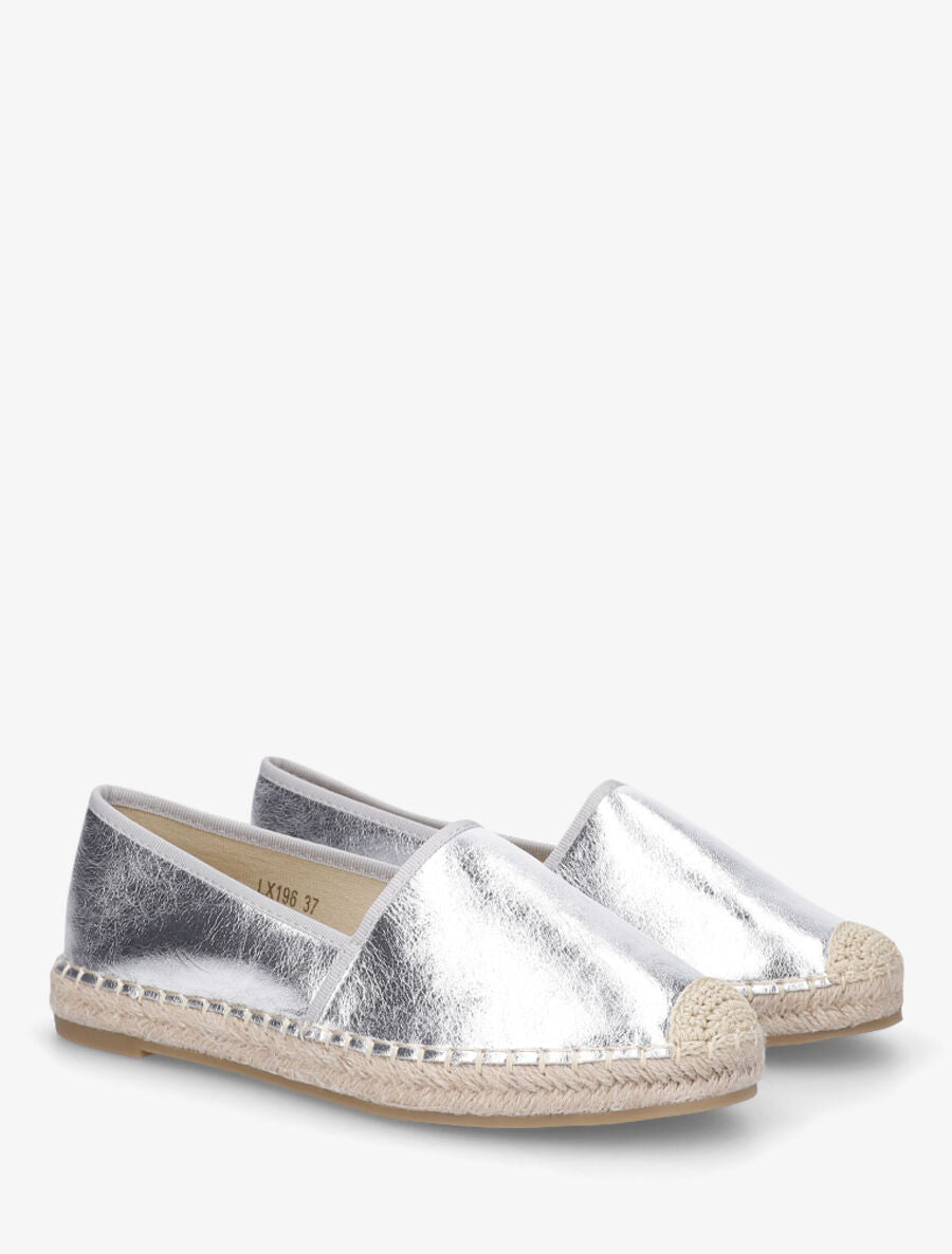 Espadrilles plates en simili nacré - Argent - 4