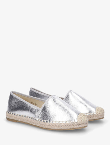 Espadrilles plates en simili nacré - Argent - 4