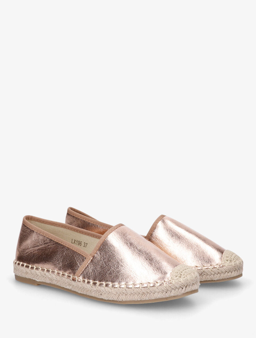 Espadrilles plates en simili nacré - Rose gold - 4