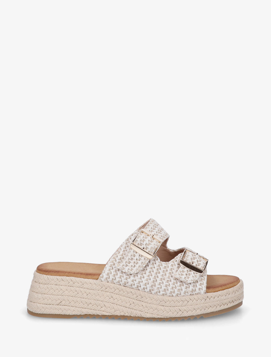 Mules effet osier style espadrille - Beige - 1