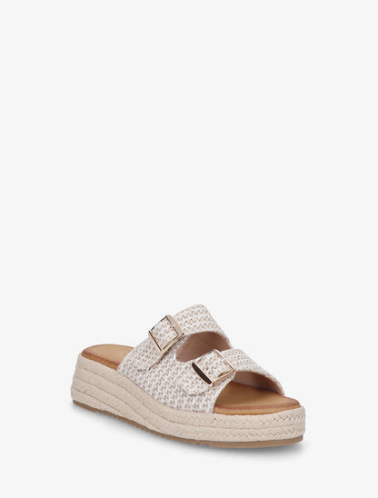 Mules effet osier style espadrille - Beige - 2