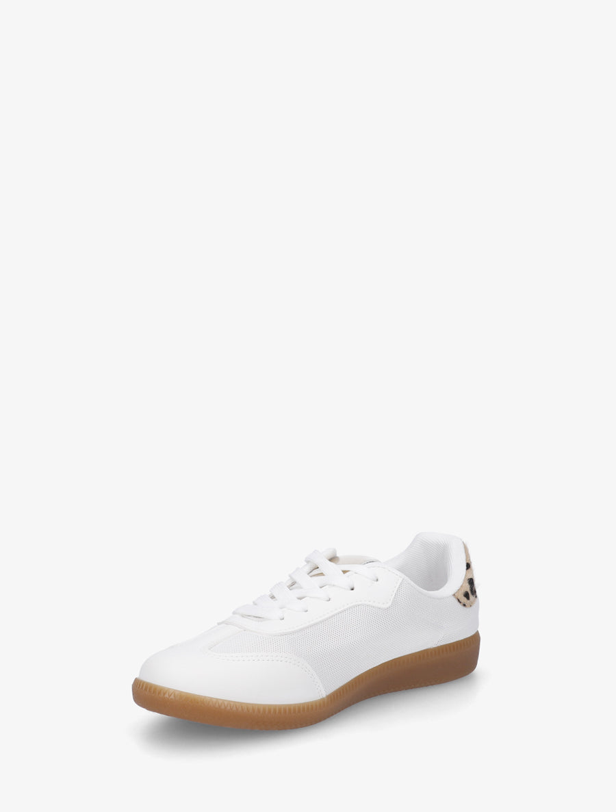 Sneakers plates en tissu à bandes contrastantes - Beige - 3
