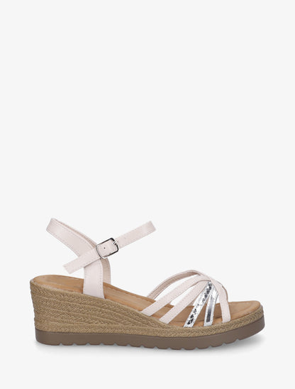 Sandales compensées à brides croisées - Beige - 1