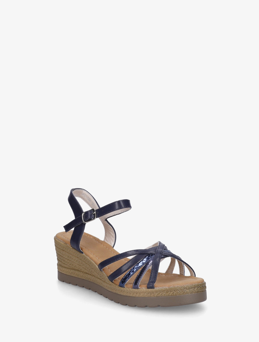 Sandales compensées à brides croisées - Marine - 2