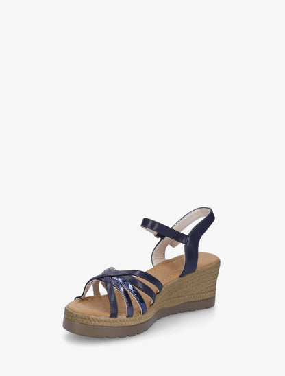 Sandales compensées à brides croisées - Marine - 3