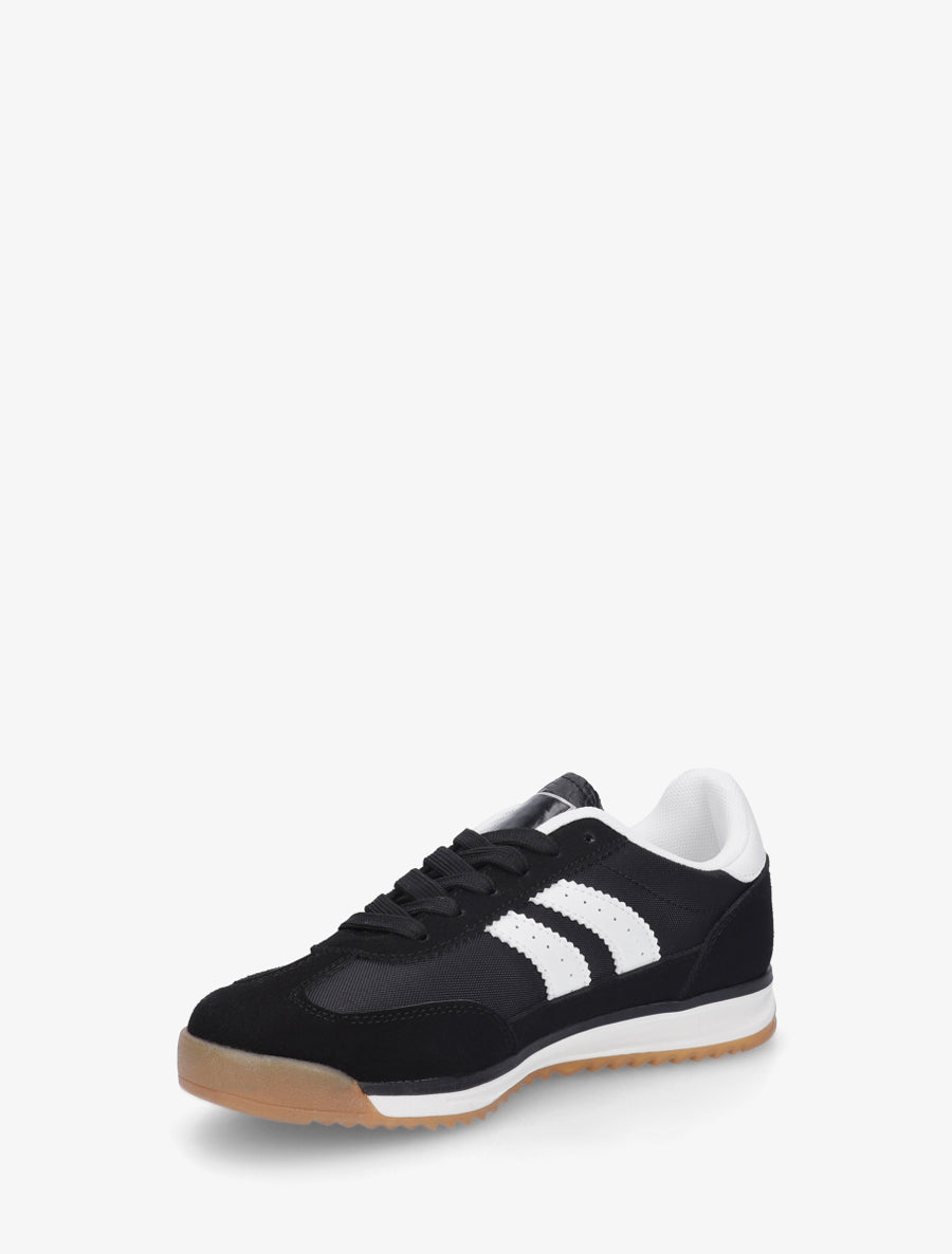 Sneakers en simili à empiècement effet nubuck - Noir - 3