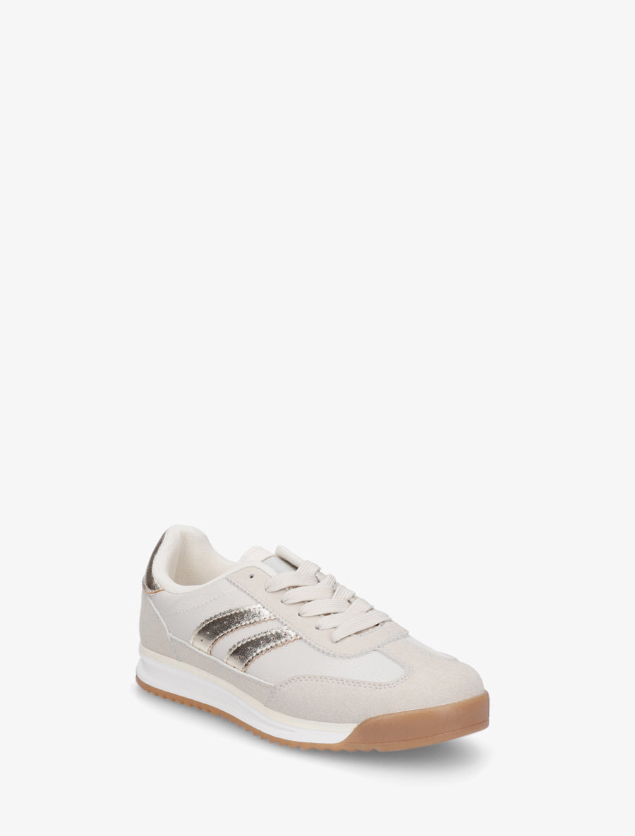 Sneakers en simili à empiècement effet nubuck - Beige - 2