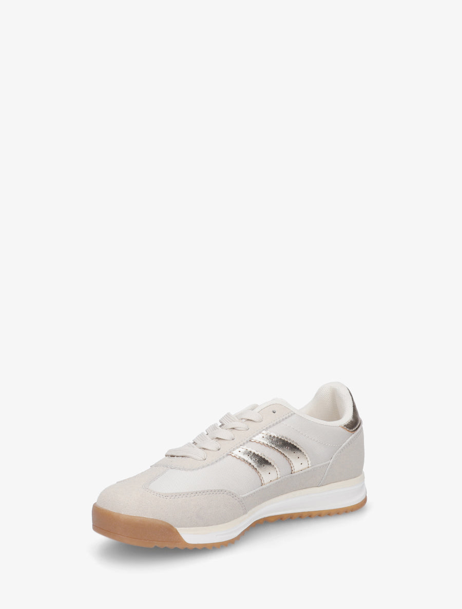 Sneakers en simili à empiècement effet nubuck - Beige - 3