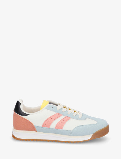 Sneakers en simili à empiècement effet nubuck - Turquoise - 1