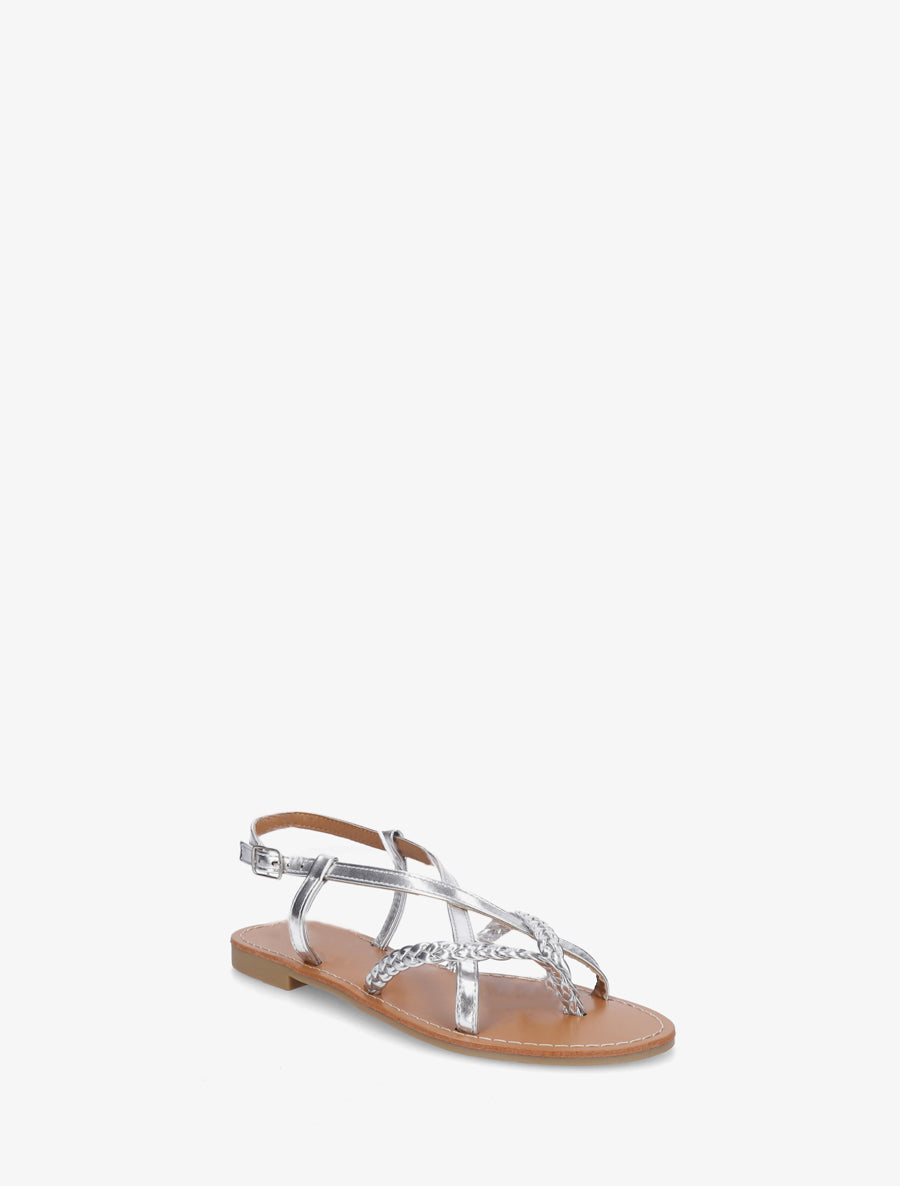 Nu-pieds croisés et tressés - Argent - 2