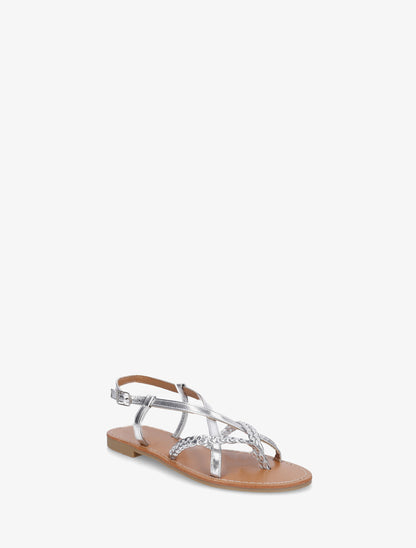 Nu-pieds croisés et tressés - Argent - 2