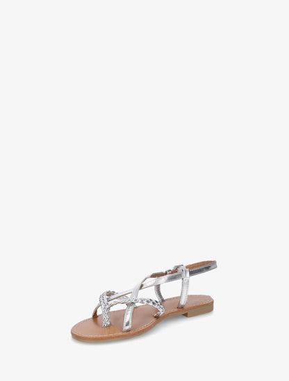 Nu-pieds croisés et tressés - Argent - 3