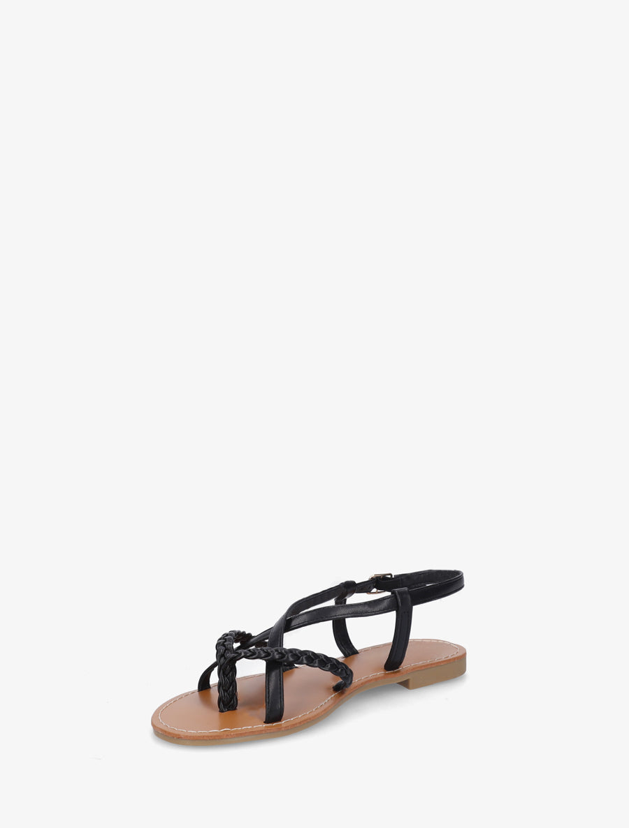 Nu-pieds croisés et tressés - Noir - 3