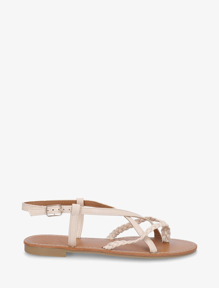 Nu-pieds croisés et tressés - Beige - 1