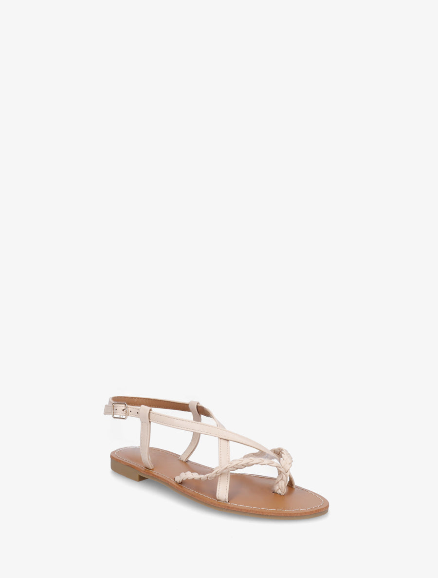 Nu-pieds croisés et tressés - Beige - 2