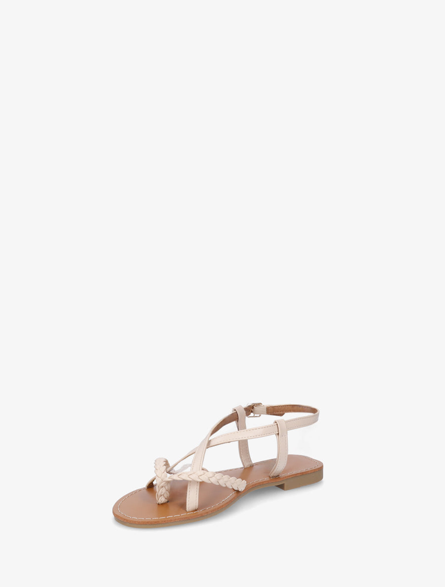 Nu-pieds croisés et tressés - Beige - 3