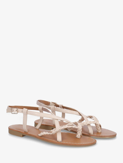 Nu-pieds croisés et tressés - Beige - 4