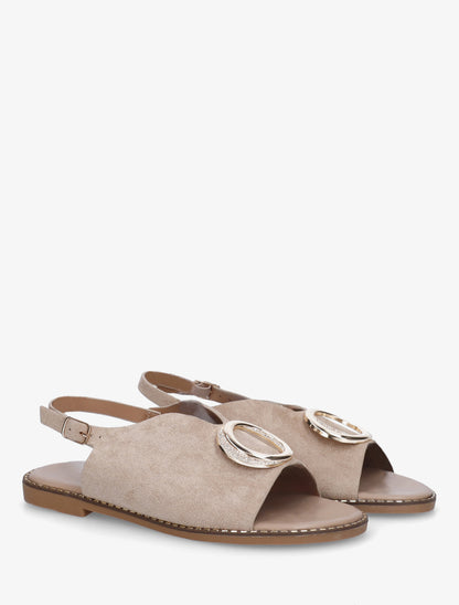 Nu-pieds en suédine à boucle à strass - Taupe - 4