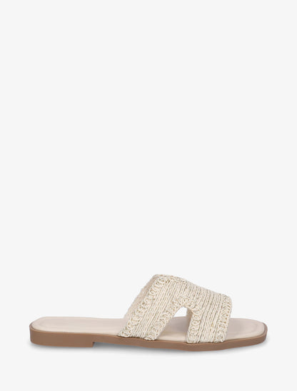 Claquettes à ganse irisée - Beige - 1
