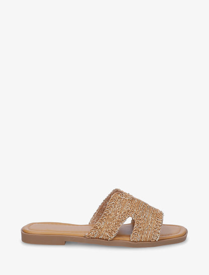 Claquettes à ganse irisée - Taupe - 1