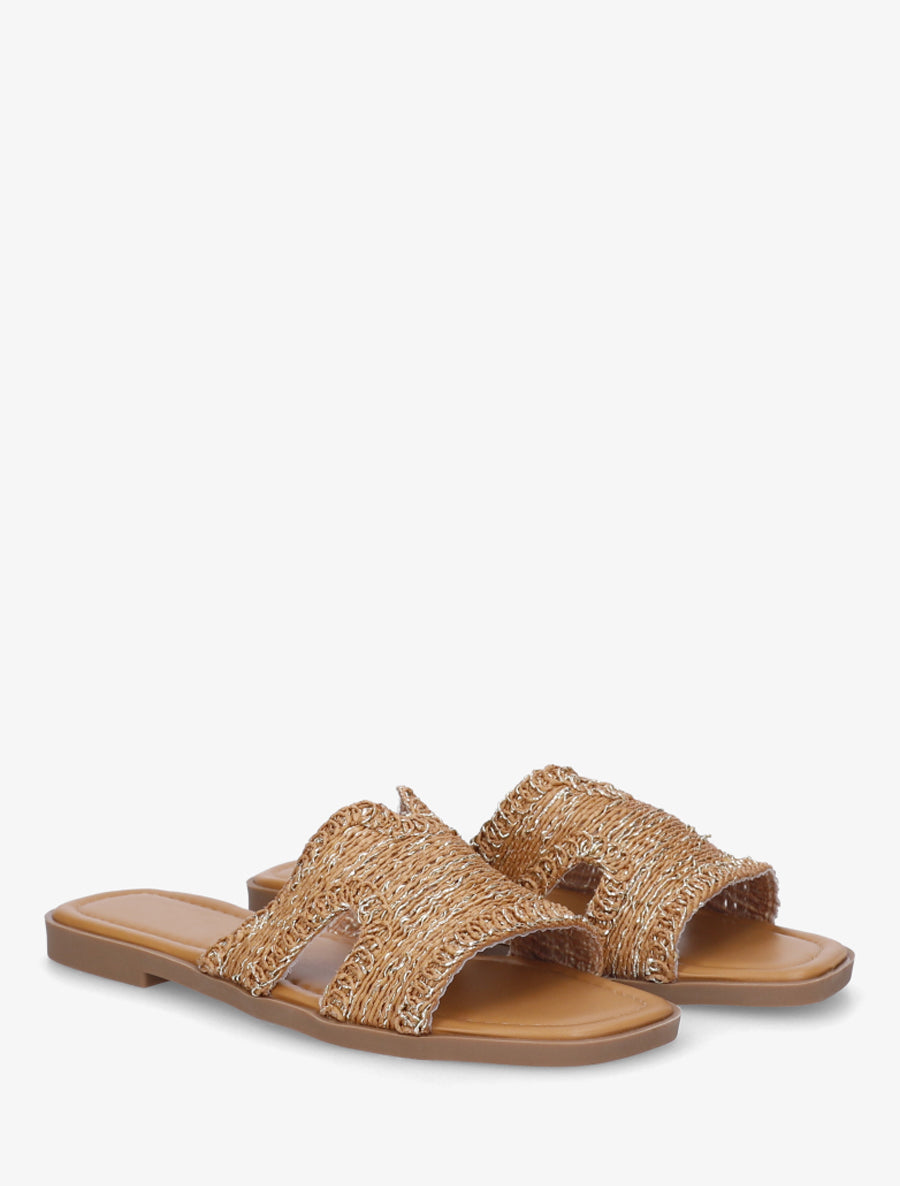 Claquettes à ganse irisée - Taupe - 4