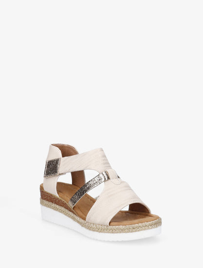 Sandales compensées irisées en simili - Beige - 2