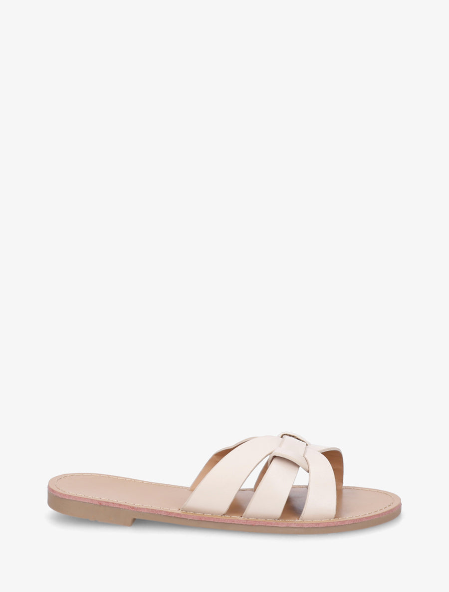 Claquettes en simili à brides entrelacées - Beige - 1