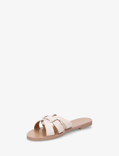 Claquettes en simili à brides entrelacées - Beige - 3