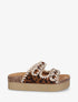 Claquettes léopard à couture en raphia - Camel - 1