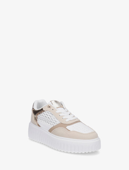 Sneakers à plateforme striée - Beige - 2