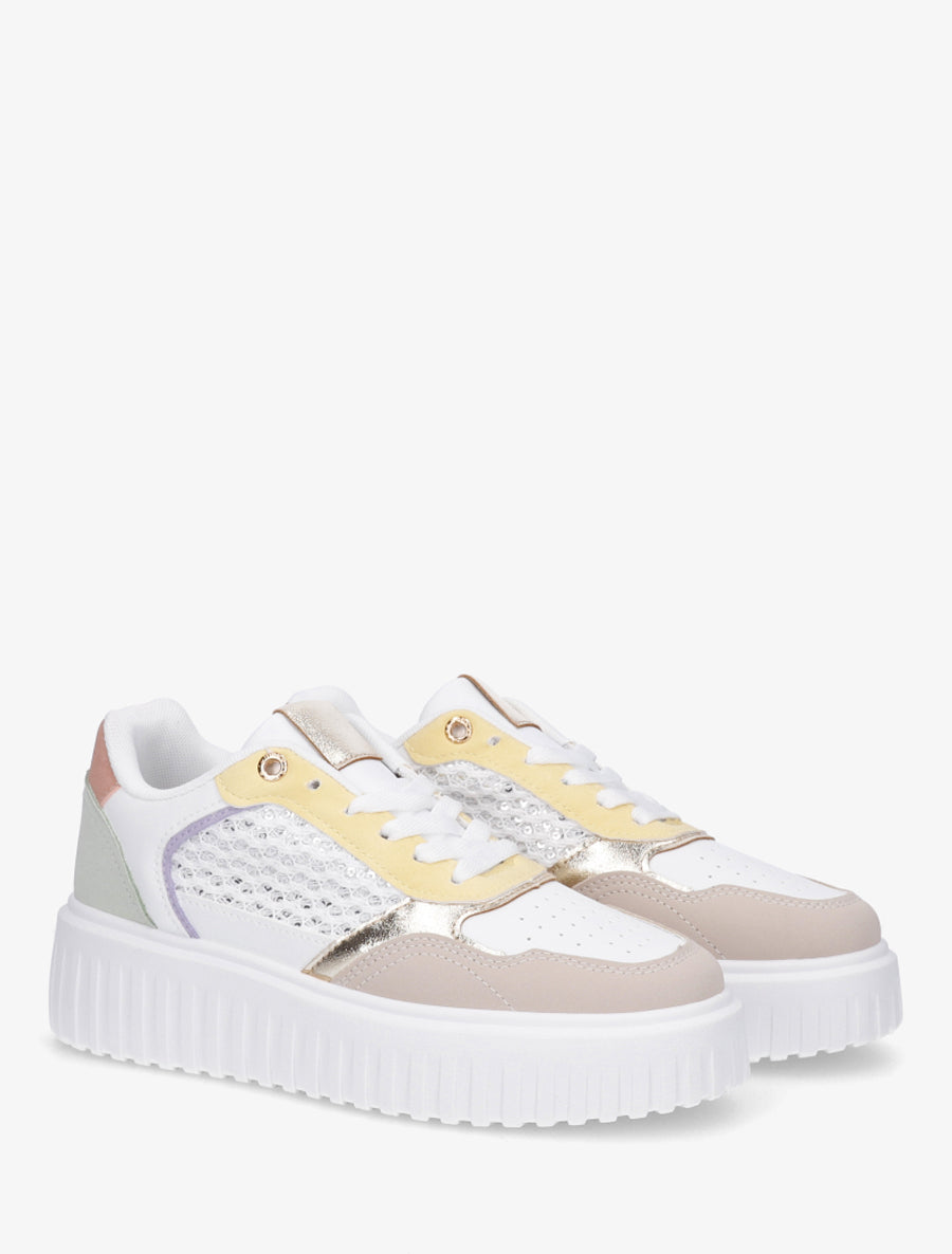 Sneakers à plateforme striée - Vert d&