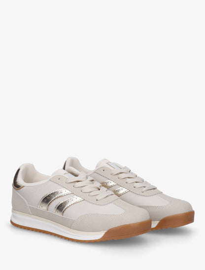 Sneakers à empiècement effet nubuck - Taupe - 4